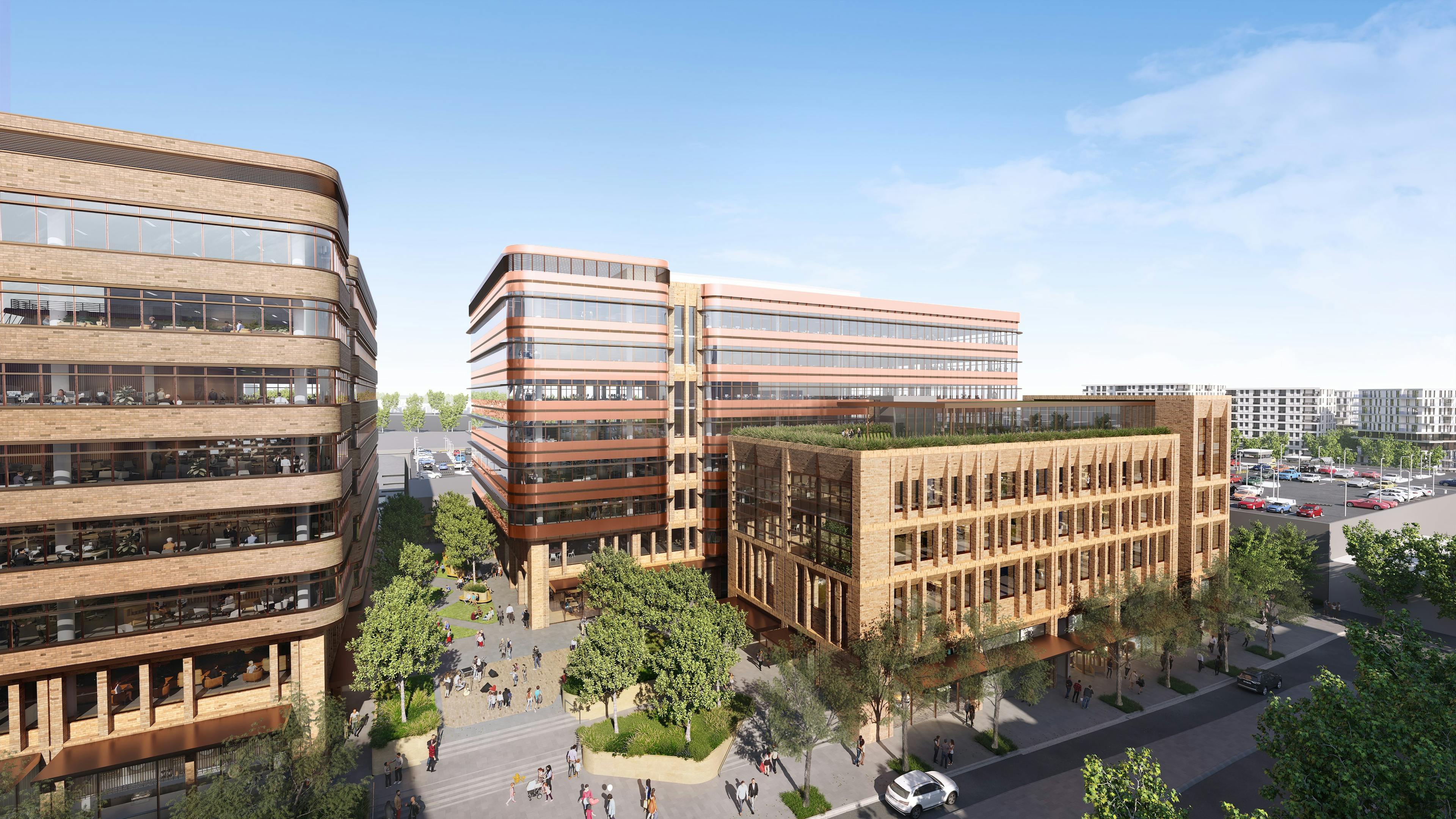 Bankstown Central office building render aerial view